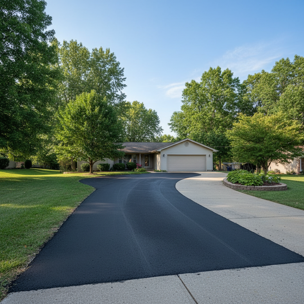 Completed asphalt repair work at a residential property in Columbia, MO