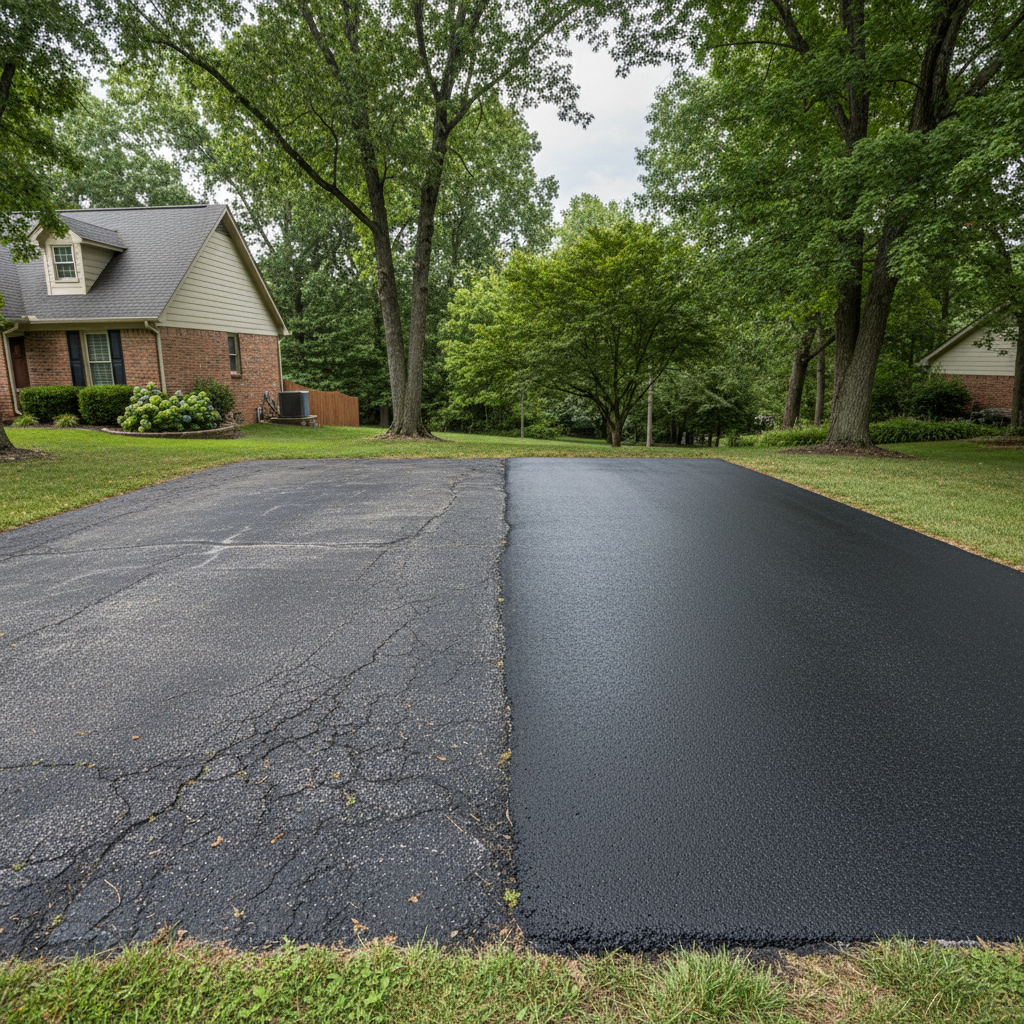 Completed parking lot paving work at a residential property in Columbia, MO