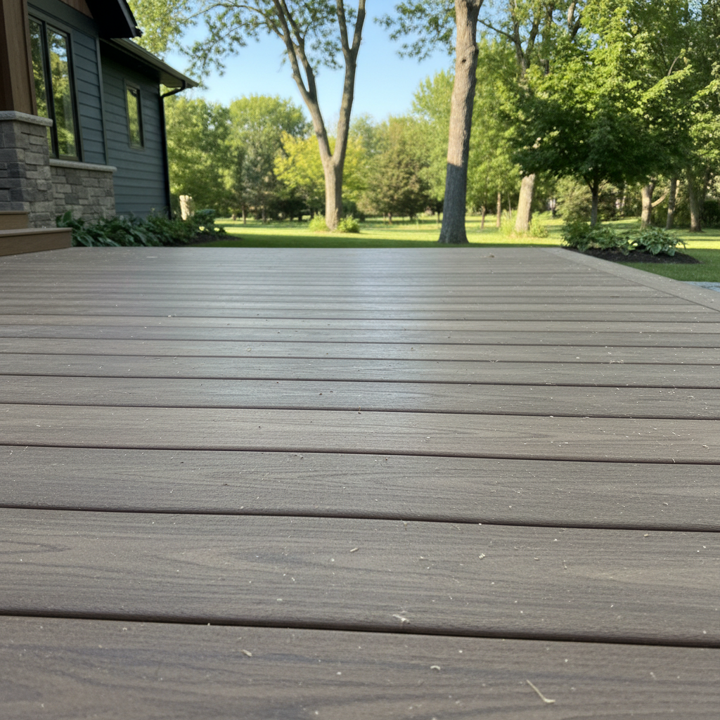 Completed composite decks work at a residential property in Medina, MN