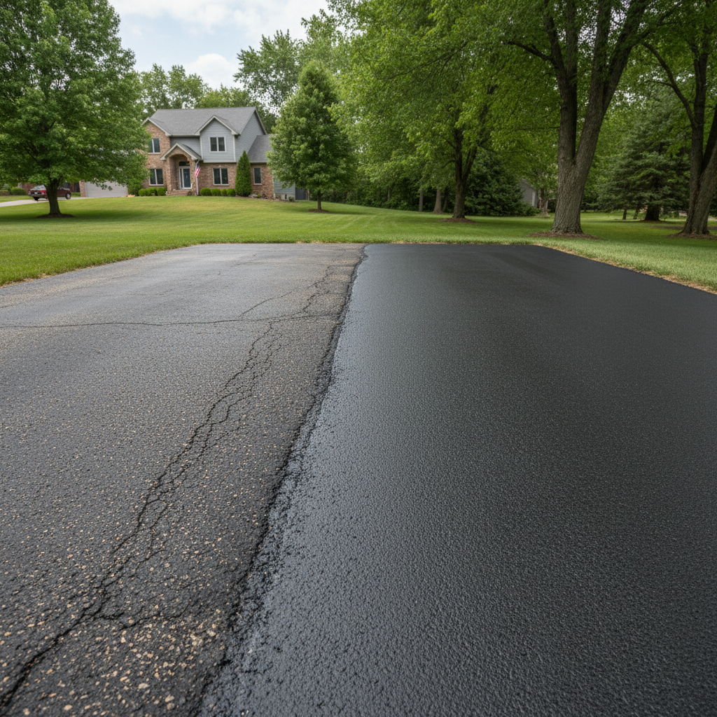 Completed slurry coating work at a residential property in Columbia, MO