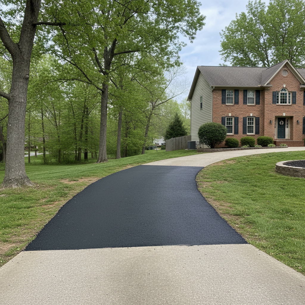 Completed asphalt repair work at a residential property in Columbia, MO