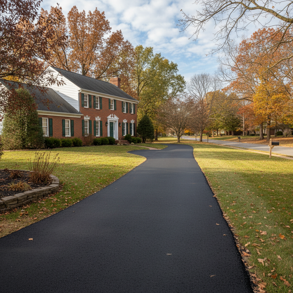 Completed driveway paving work at a residential property in Columbia, MO