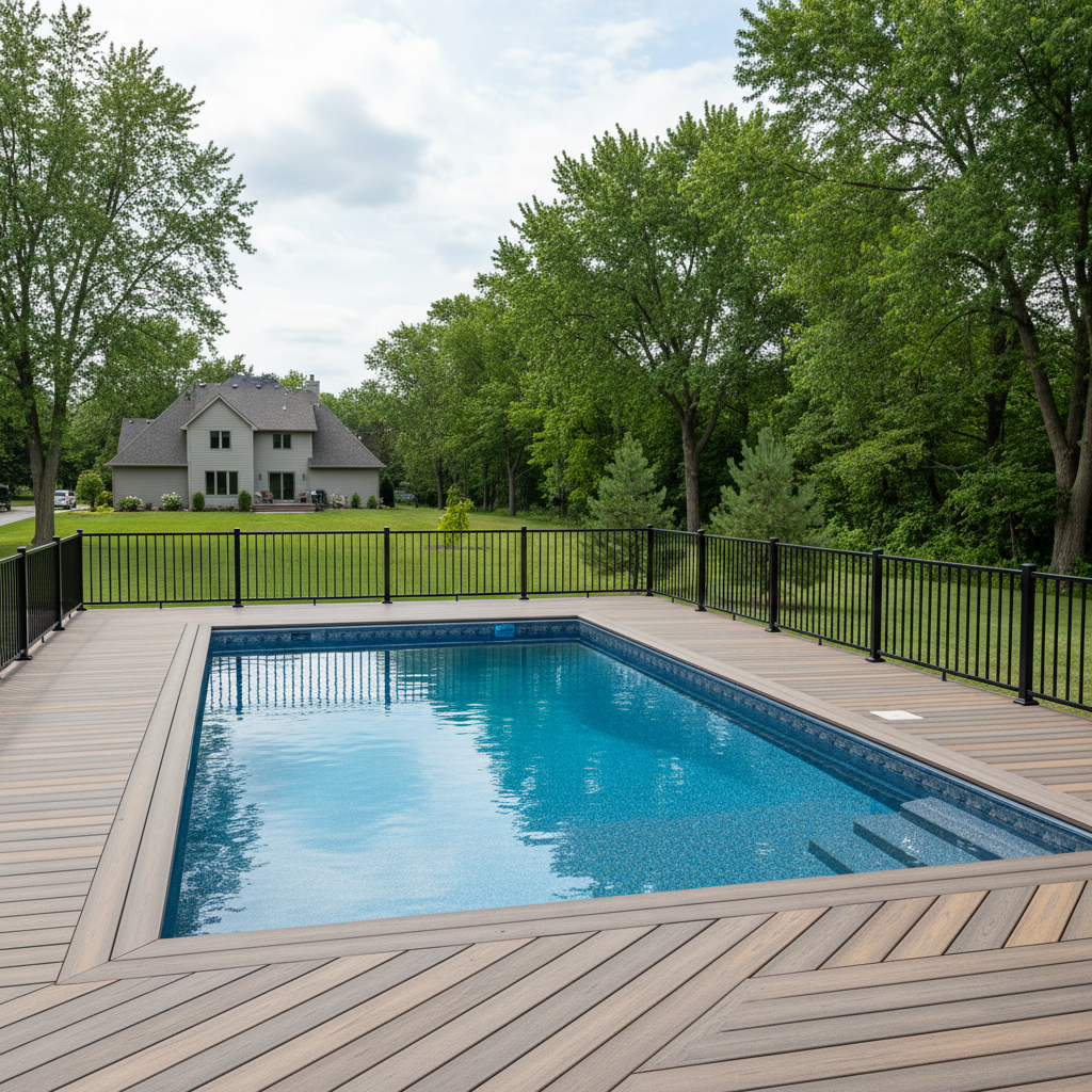Completed pool decks work at a residential property in Minneapolis, MN