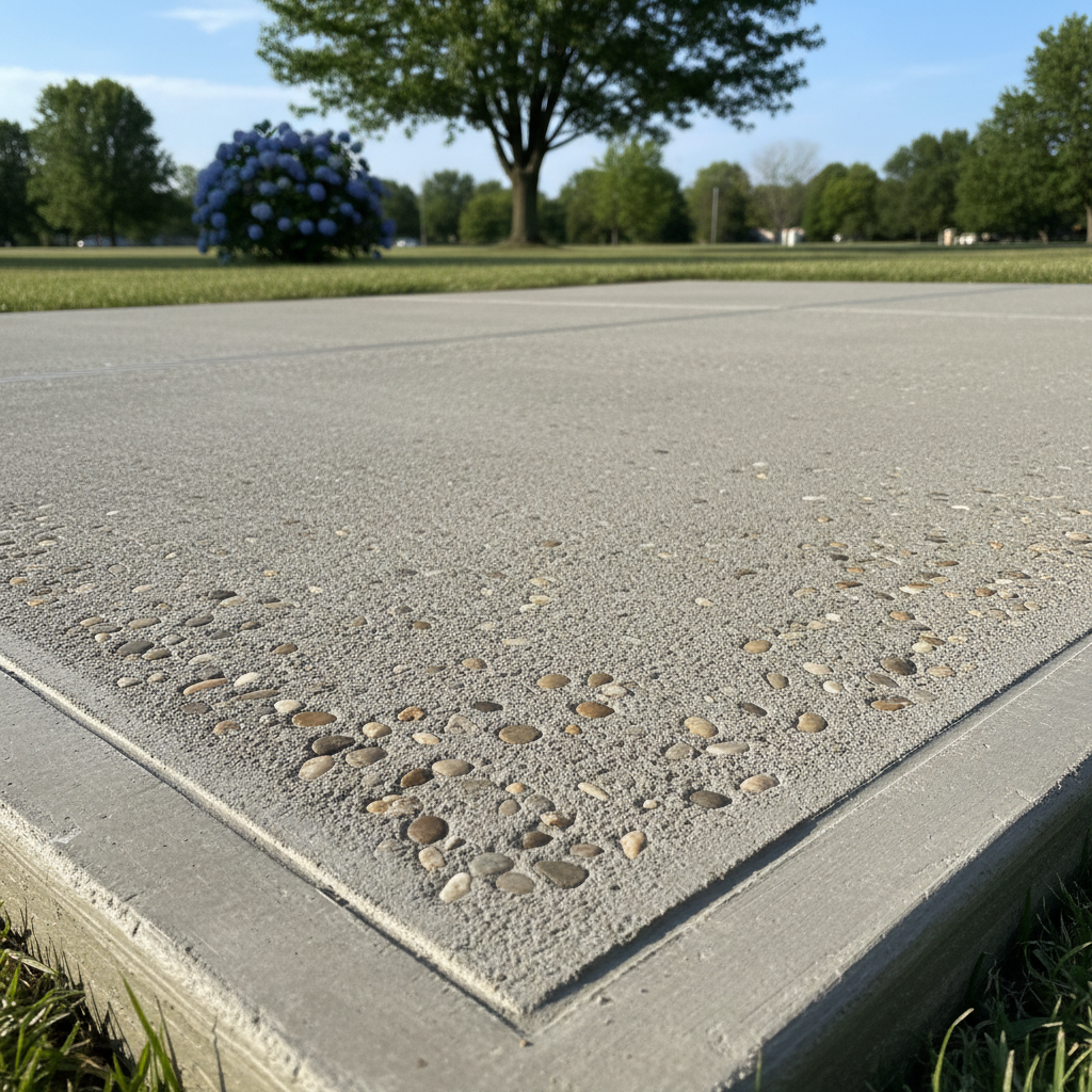 Completed concrete patios work at a residential property in Aurora, MO