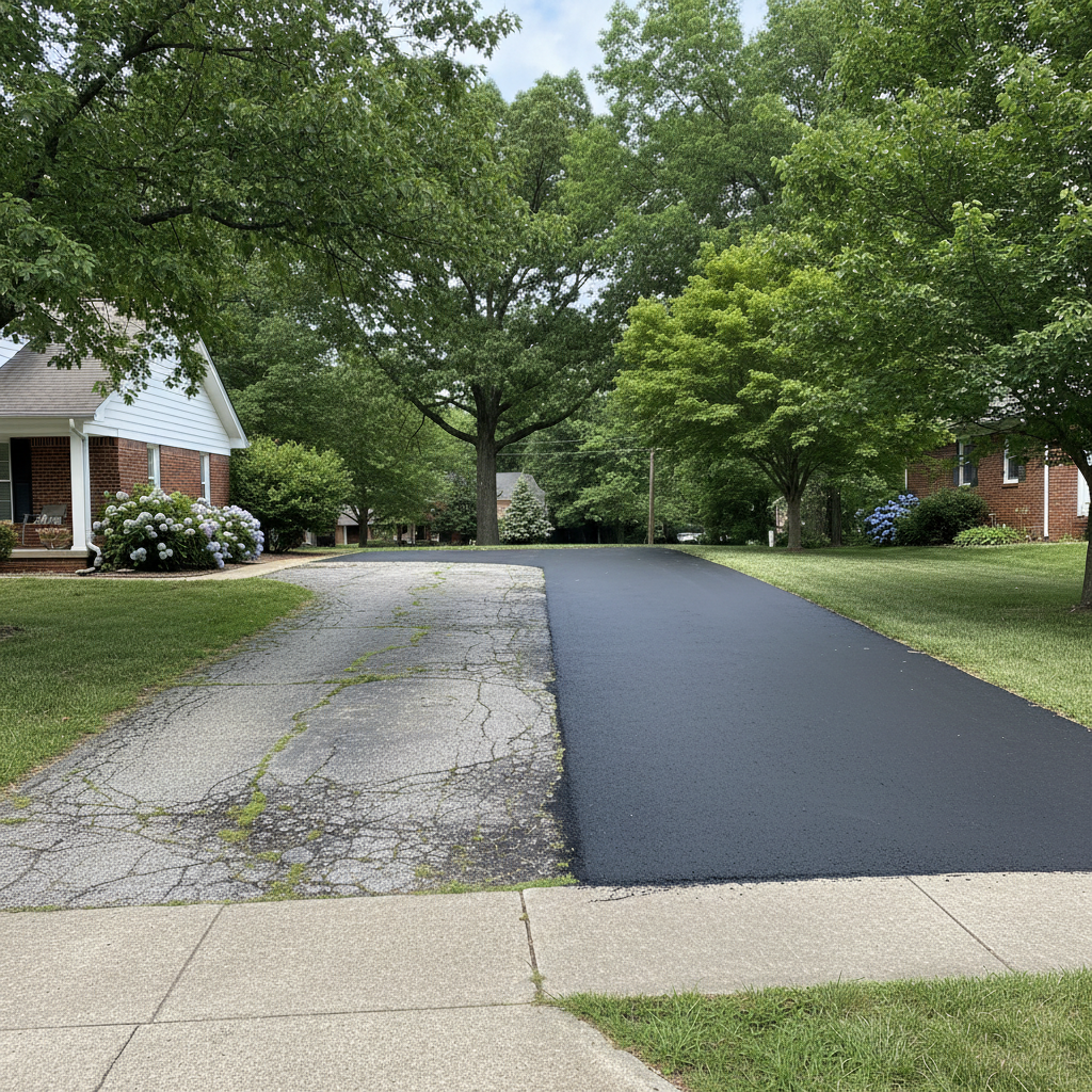 Completed parking lot paving work at a residential property in Springfield, MO