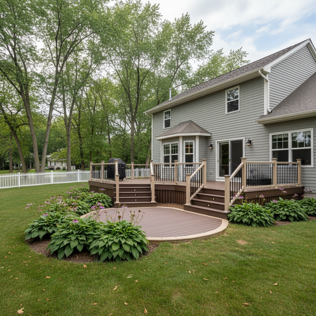 Completed trex decks work at a residential property in Bloomington, MN