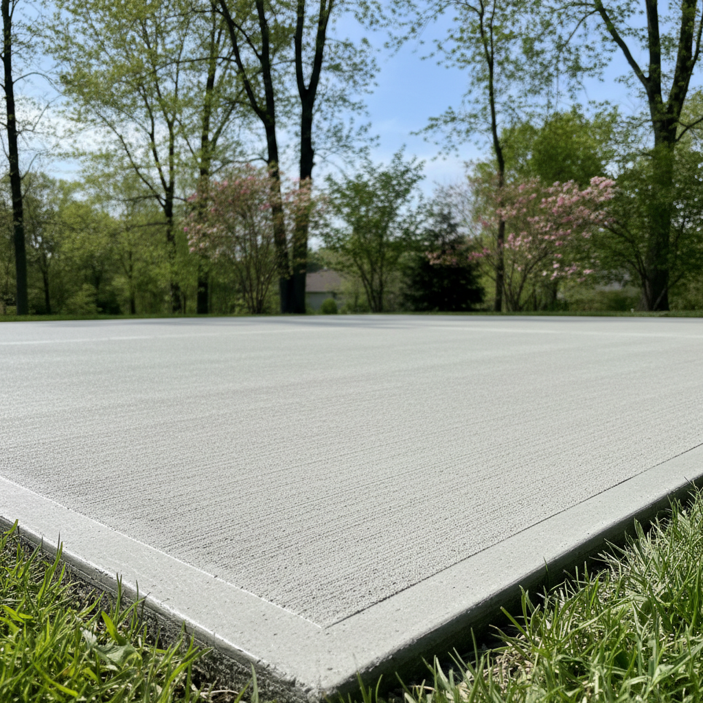 Completed concrete patios work at a residential property in Aurora, MO