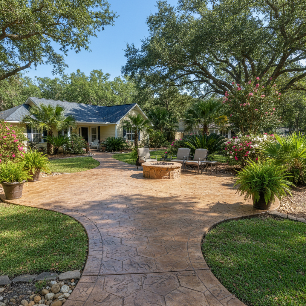 Completed decorative concrete work at a residential property in Gulfport, MS
