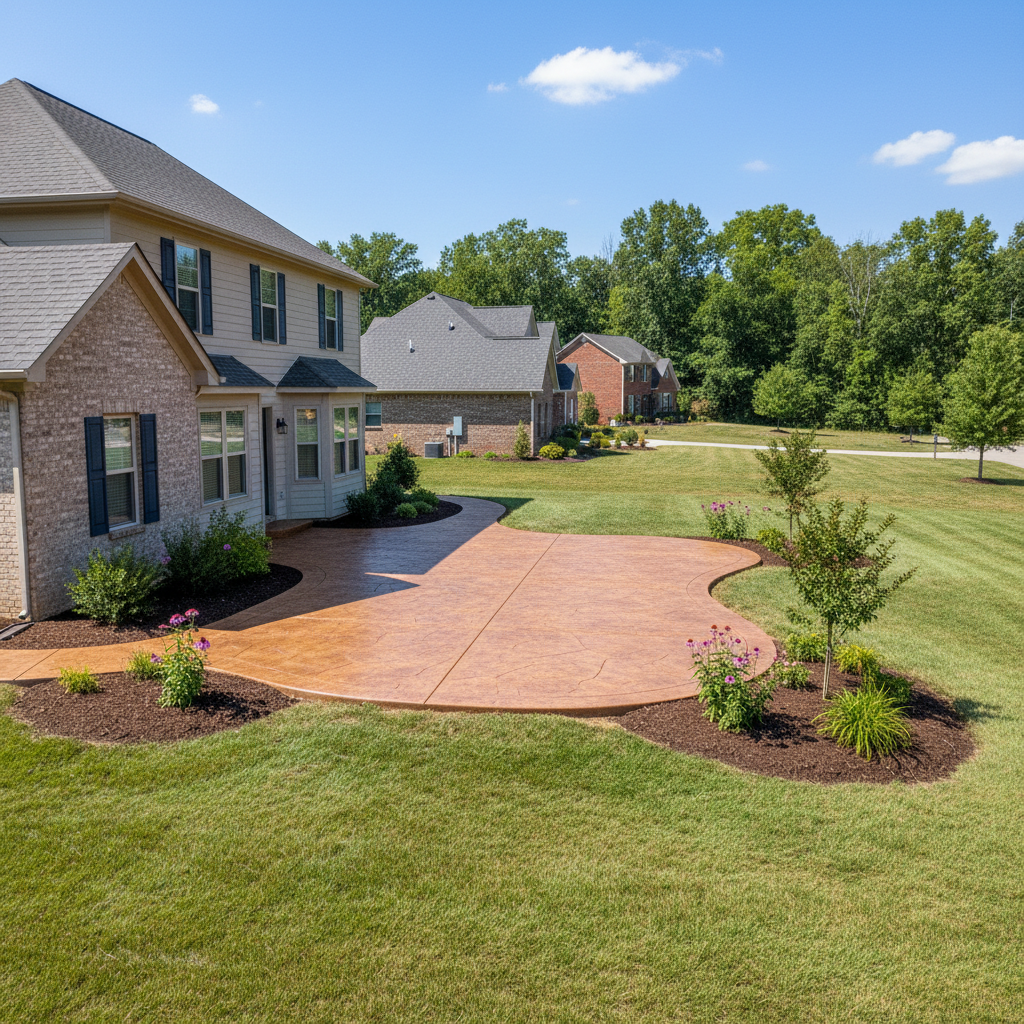 Completed decorative concrete work at a residential property in Aurora, MO
