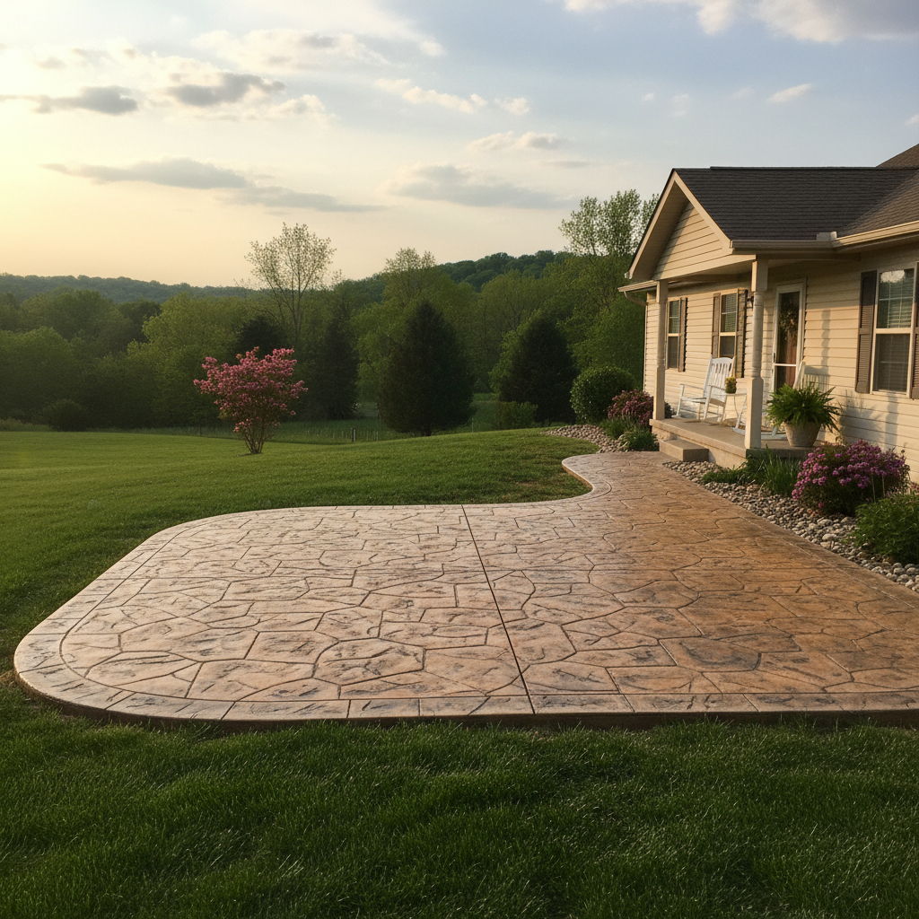 Completed decorative concrete work at a residential property in Spokane, MO