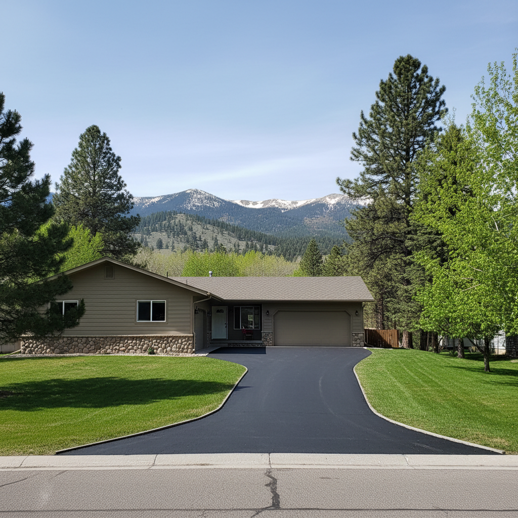 Completed asphalt paving work at a residential property in Missoula, MT