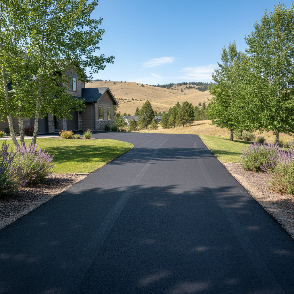 Completed asphalt paving work at a residential property in Billings, MT