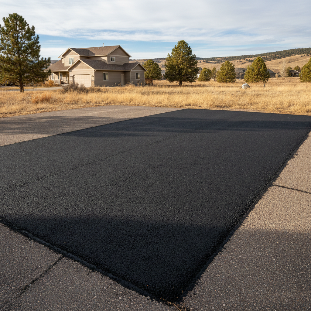 Completed asphalt patching work at a residential property in Billings, MT