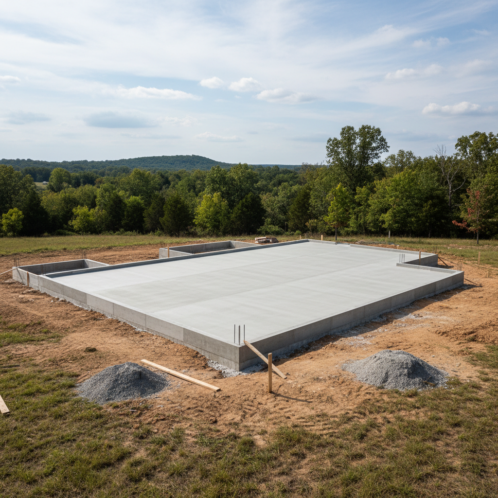 Completed concrete foundations work at a residential property in Aurora, MO