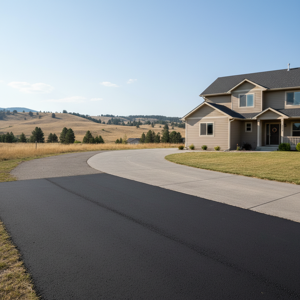 Completed asphalt patching work at a residential property in Billings, MT