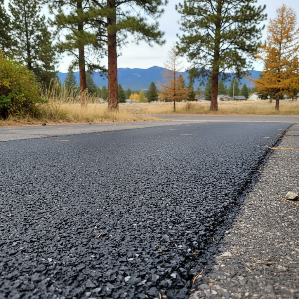 Completed asphalt patching work at a residential property in Missoula, MT