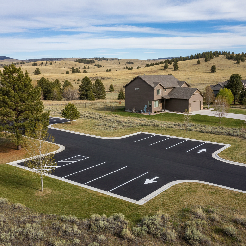 Completed asphalt striping work at a residential property in Billings, MT