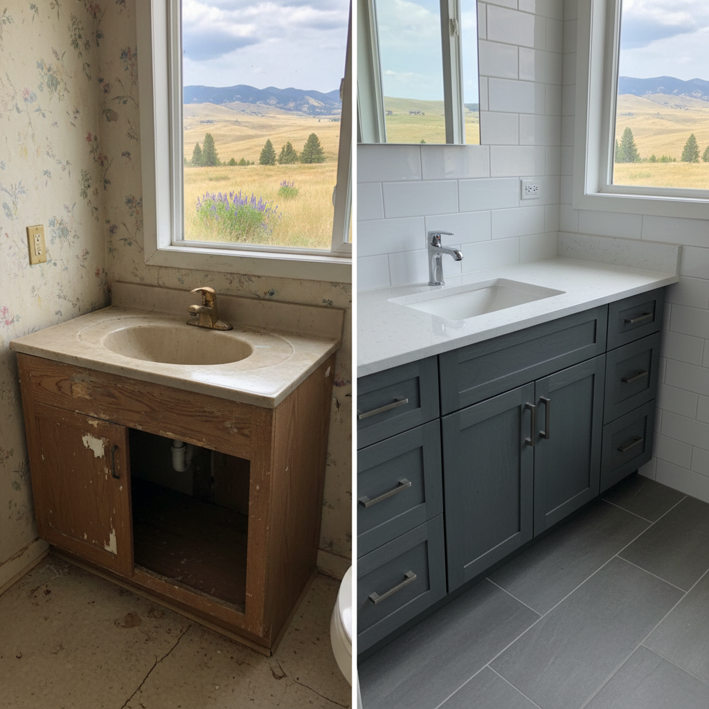 Completed vanity and sink installation work at a residential property in Great Falls, MT