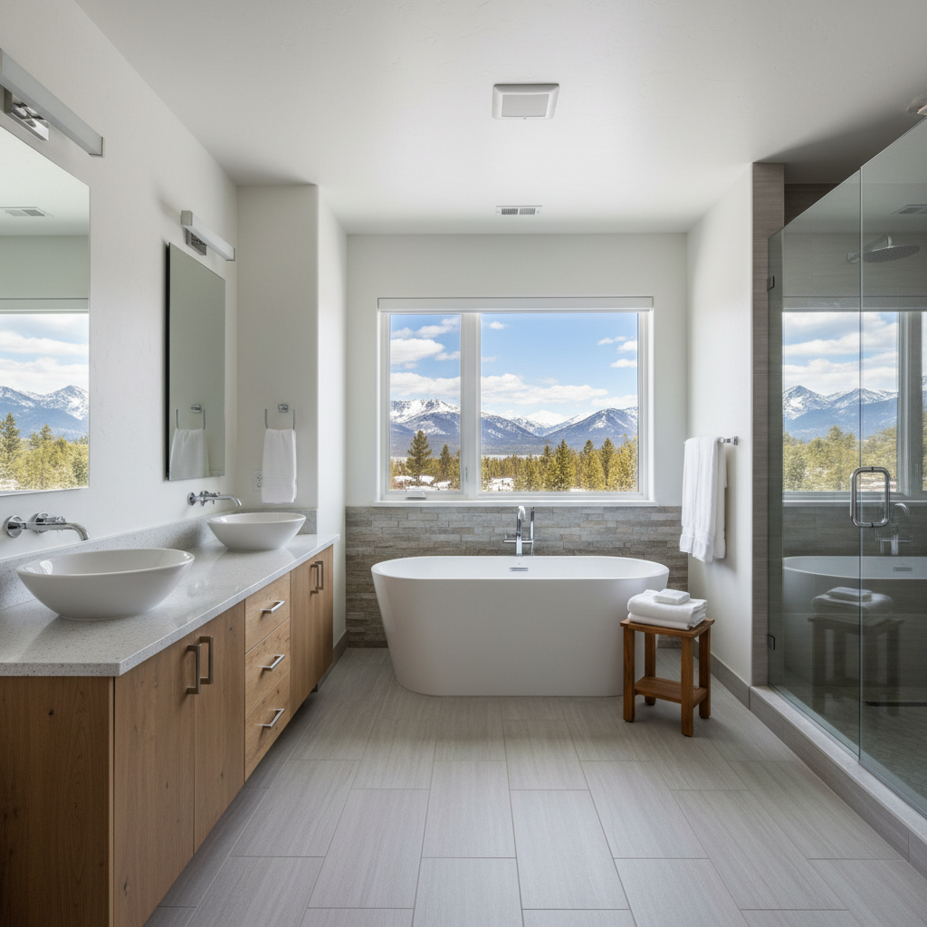 Completed bathroom modernization work at a residential property in Big Sky, MT