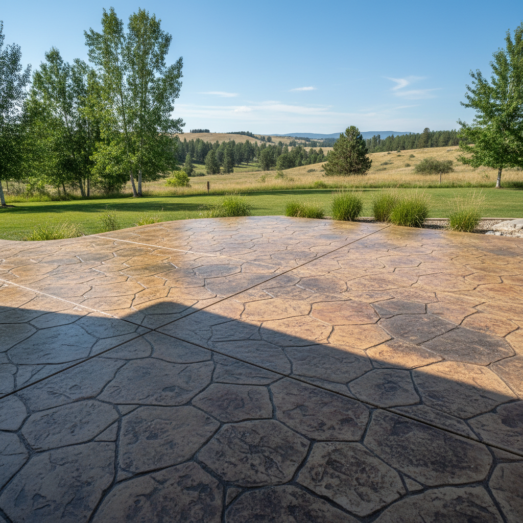 Completed stamped concrete work at a residential property in Great Falls, MT