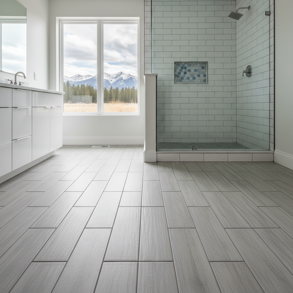 Completed tile and flooring installation work at a residential property in Bozeman, MT