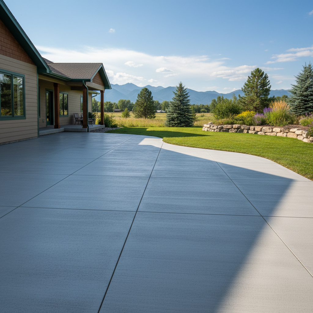 Completed concrete patios work at a residential property in Great Falls, MT
