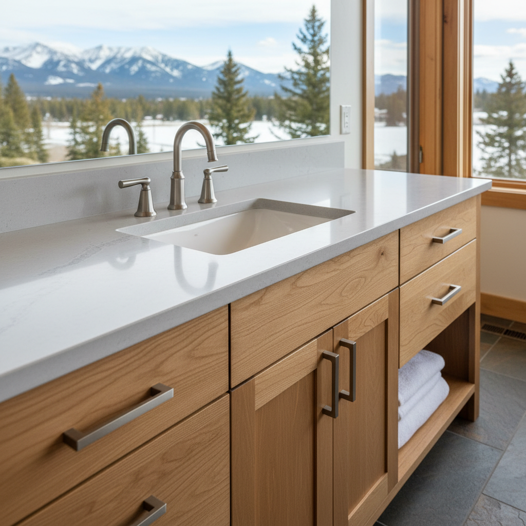 Completed vanity and sink installation work at a residential property in Bozeman, MT