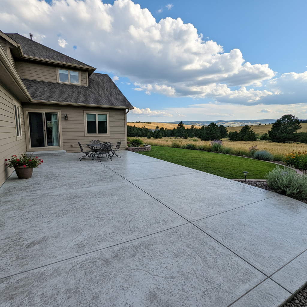 Completed concrete patios work at a residential property in Great Falls, MT