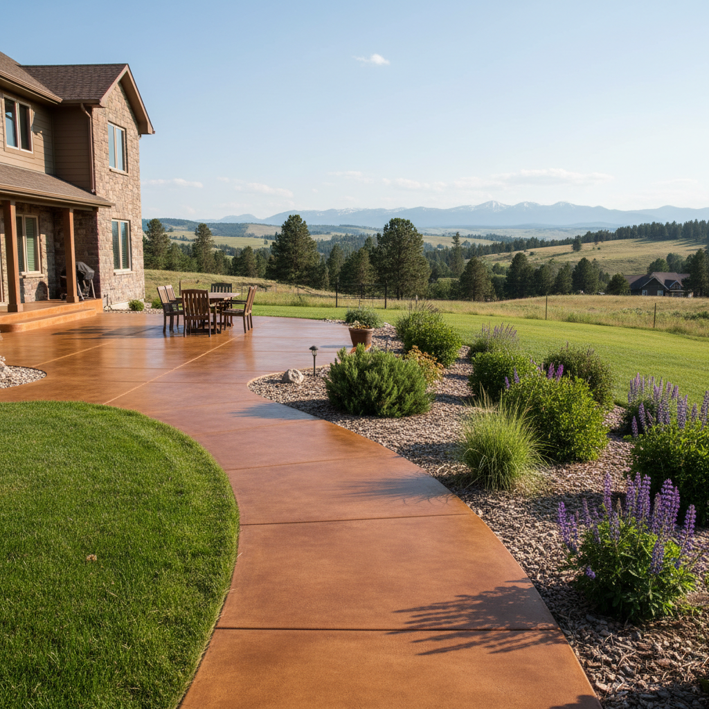 Completed concrete staining work at a residential property in Billings, MT