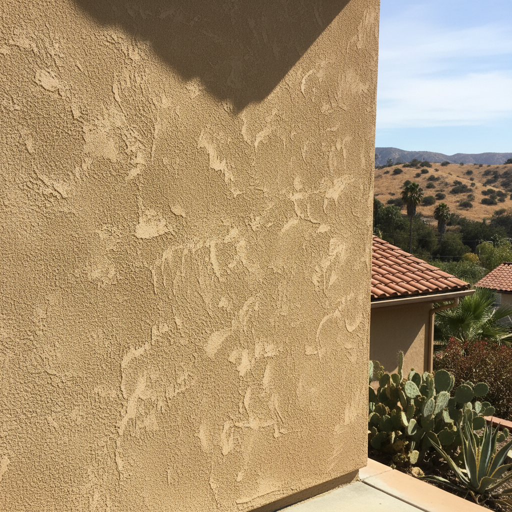 Completed stucco installation work at a residential property in Rialto, CA