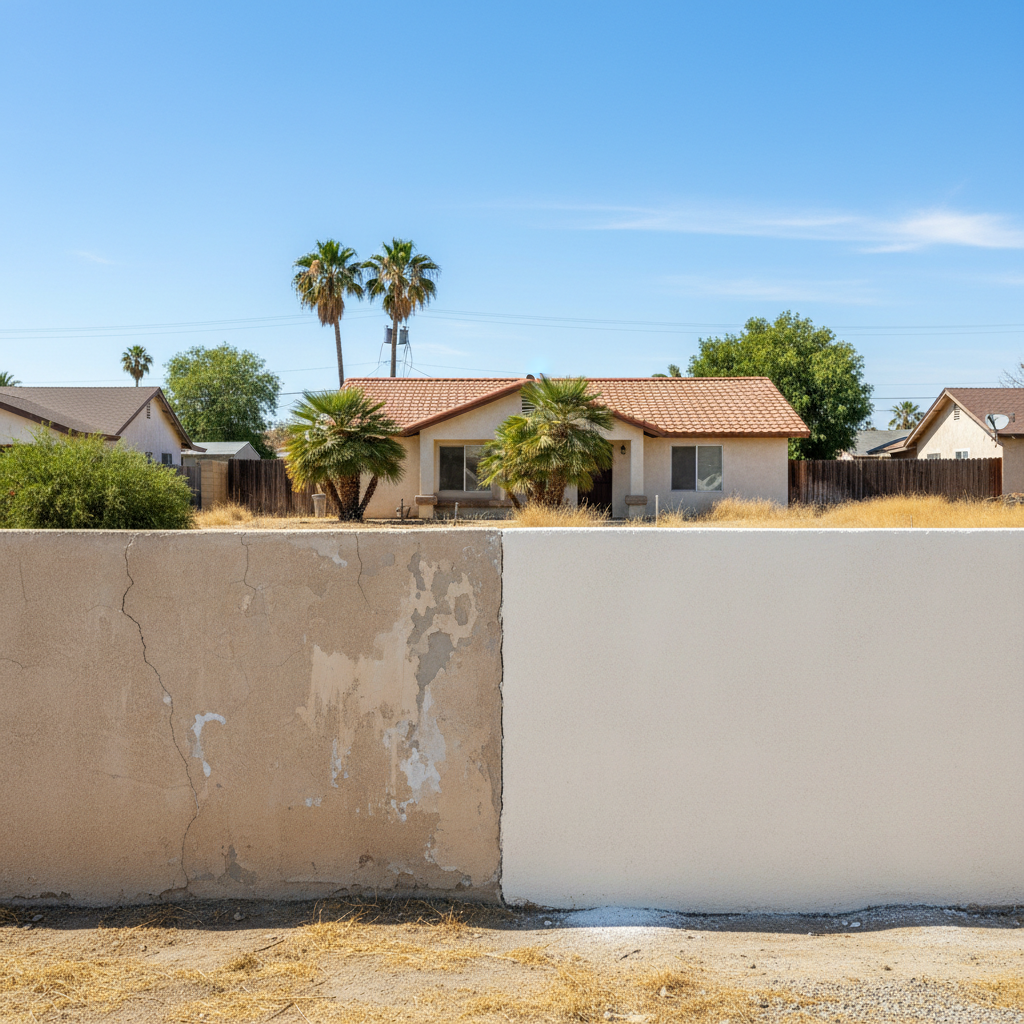 Completed stucco replacement work at a residential property in Rialto, CA