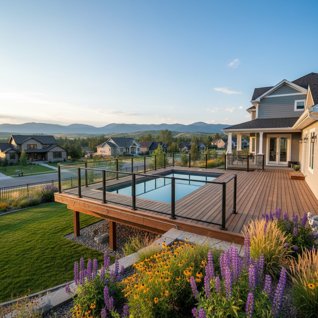 Completed pool decks work at a residential property in Missoula, MT