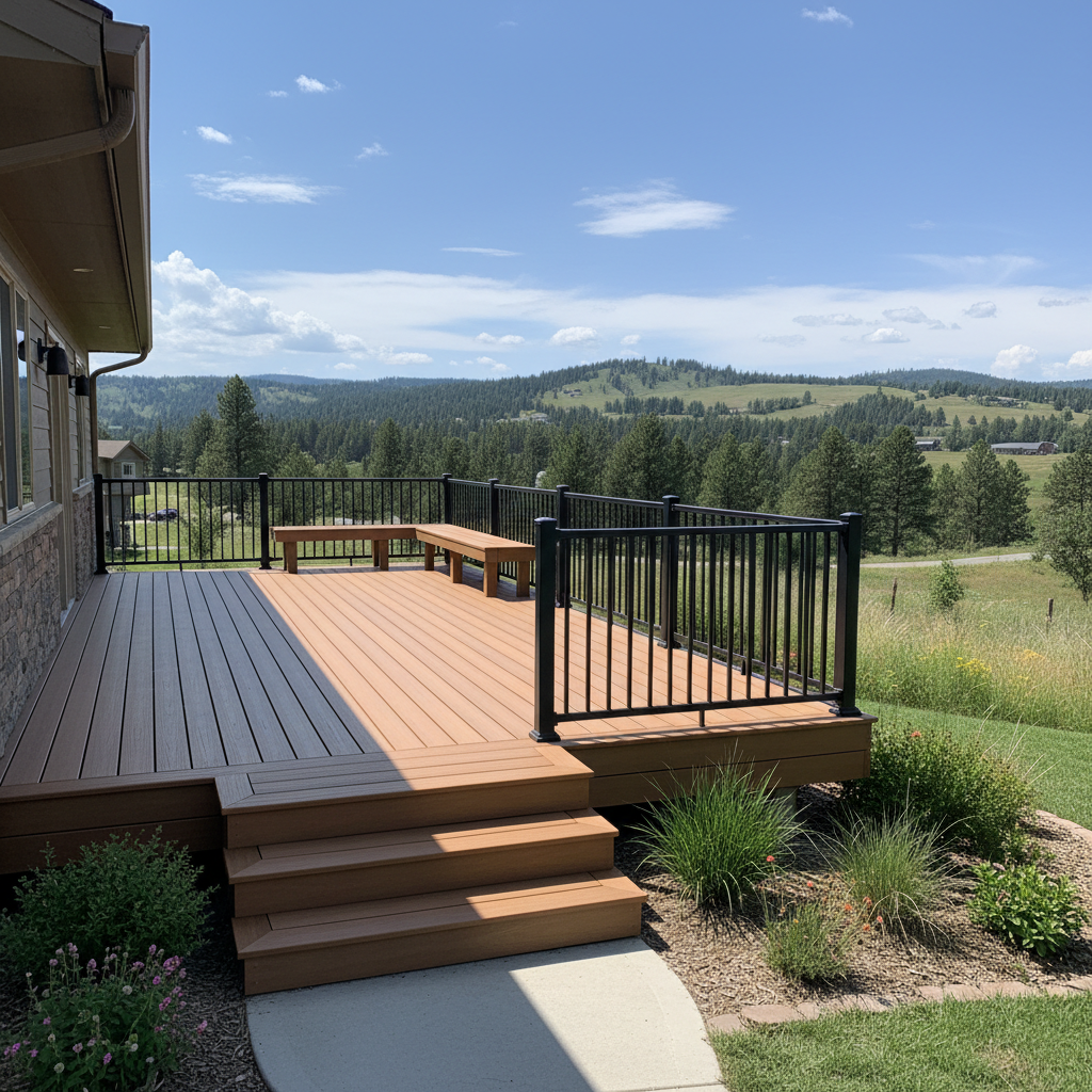 Completed trex decks work at a residential property in Missoula, MT