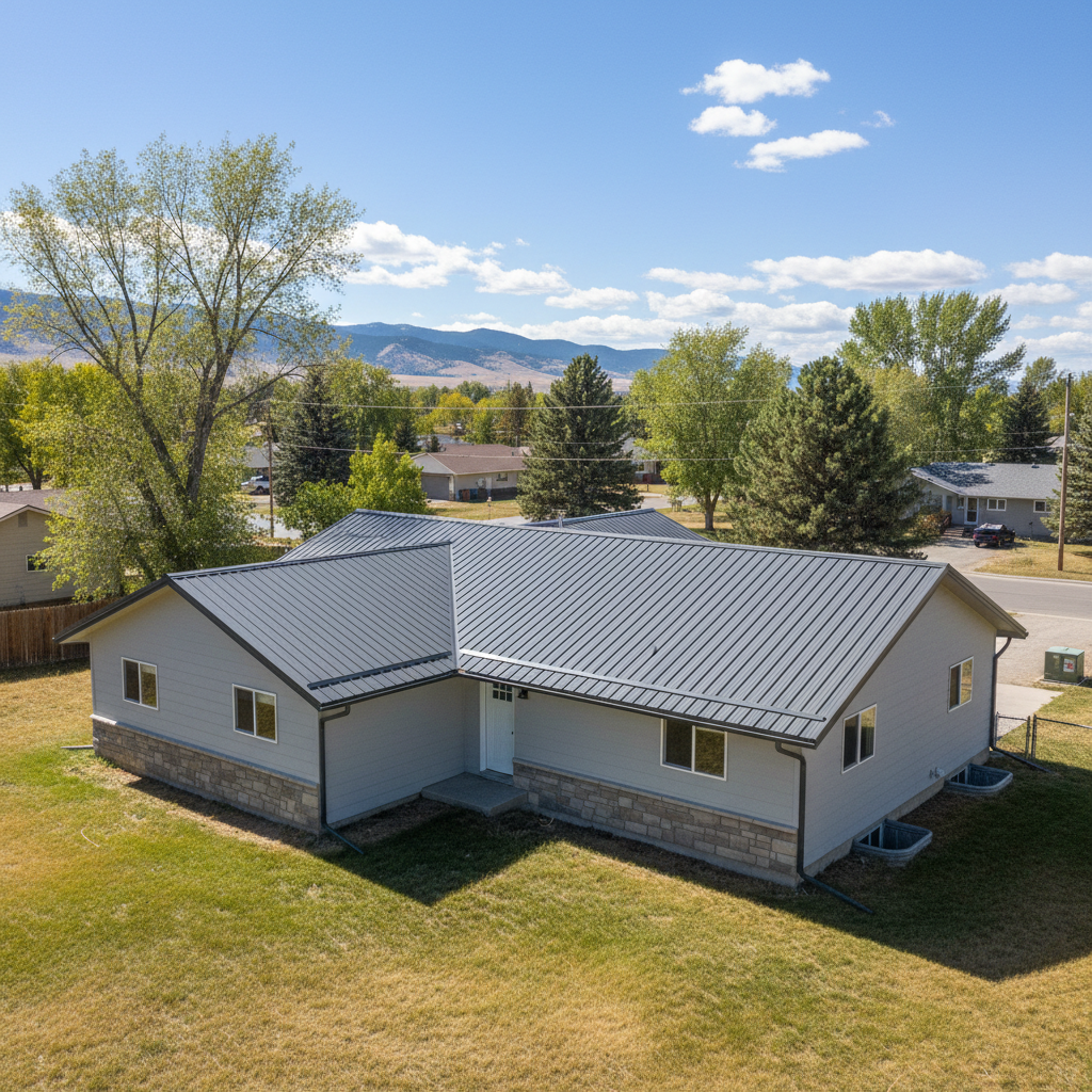 Completed metal roofing work at a residential property in Great Falls, MT