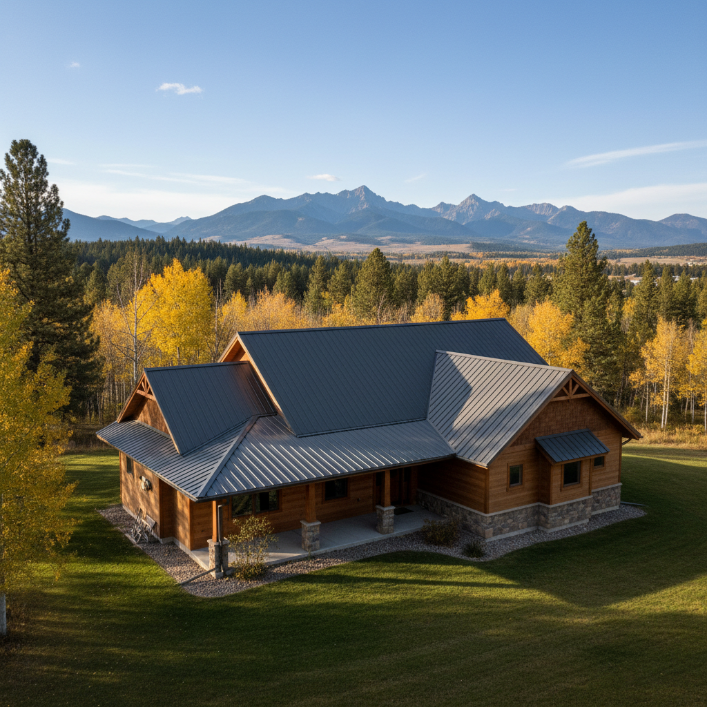 Completed metal roofing work at a residential property in Polson, MT