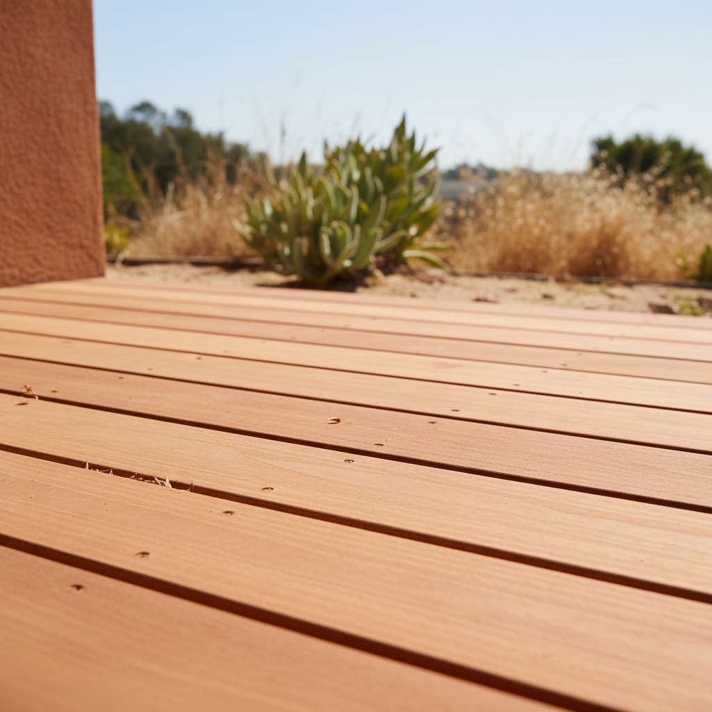 Completed deck construction work at a residential property in Encinitas, CA
