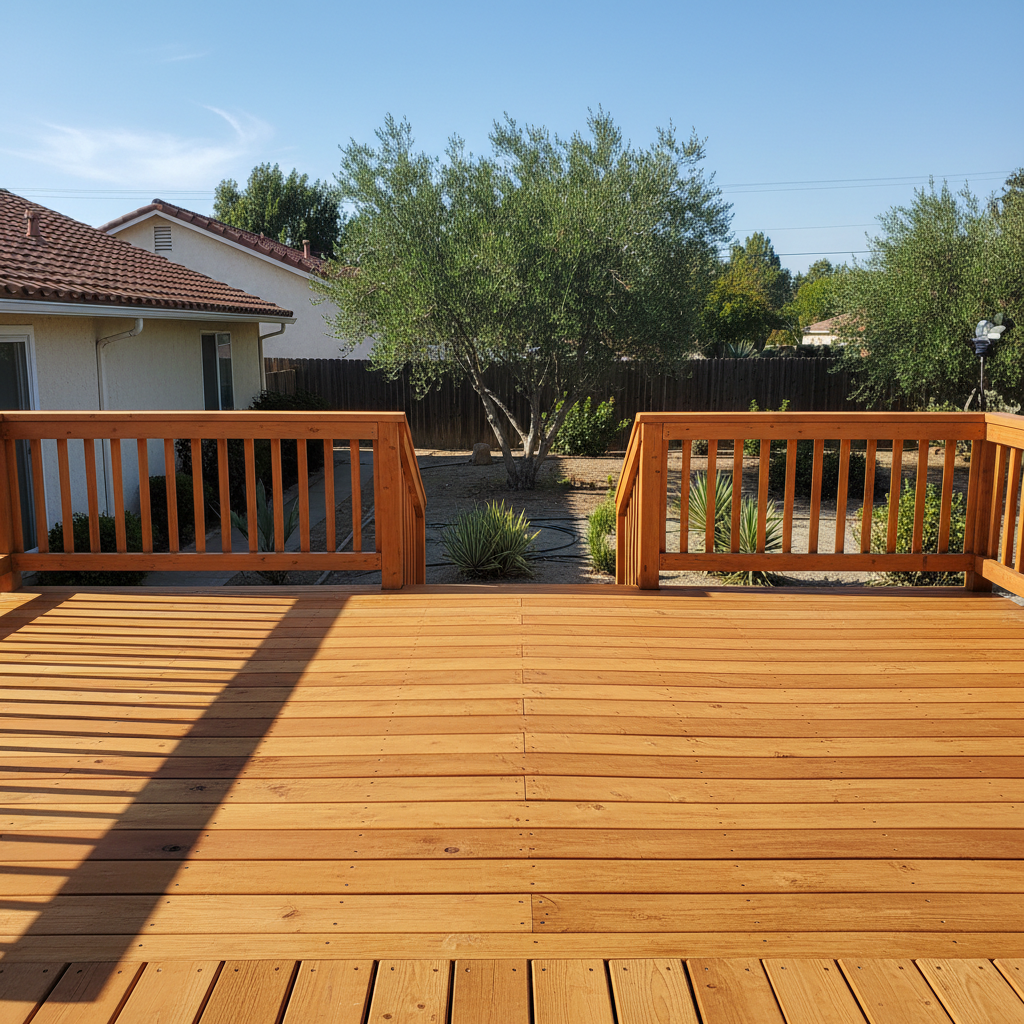 Completed deck repair work at a residential property in Clovis, CA