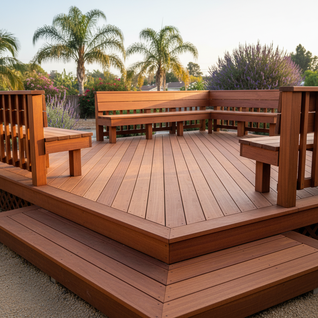 Completed deck construction work at a residential property in Inglewood, CA