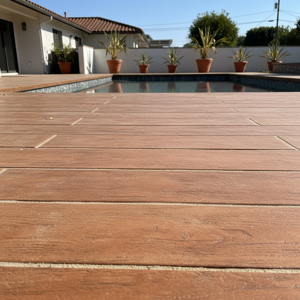 Completed pool decks work at a residential property in Hawthorne, CA