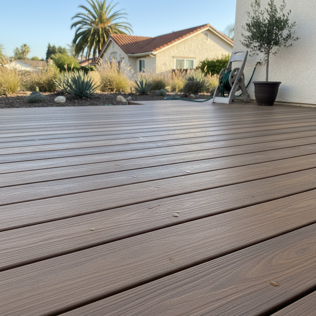 Completed trex decks work at a residential property in Hawthorne, CA