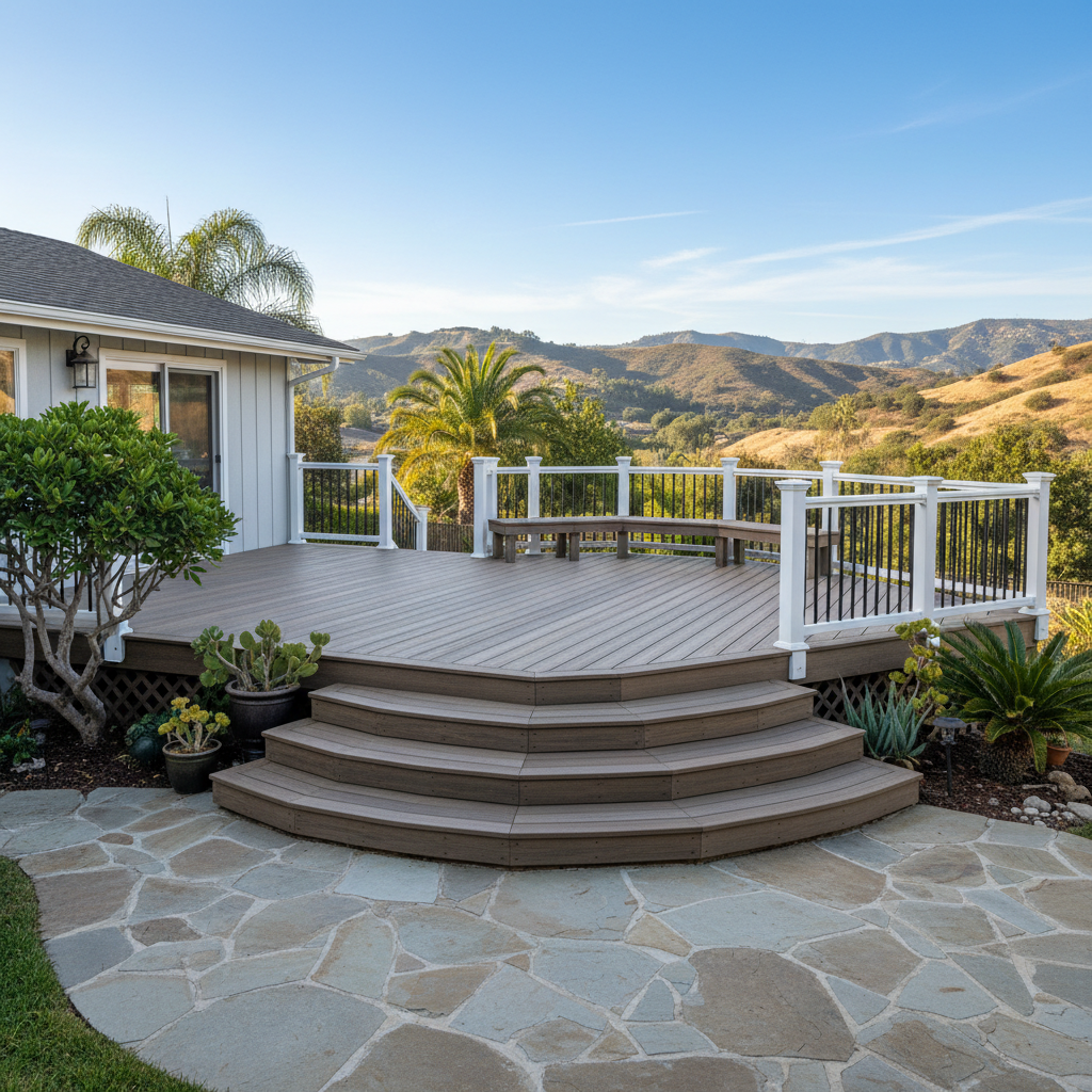 Completed trex decks work at a residential property in Inglewood, CA