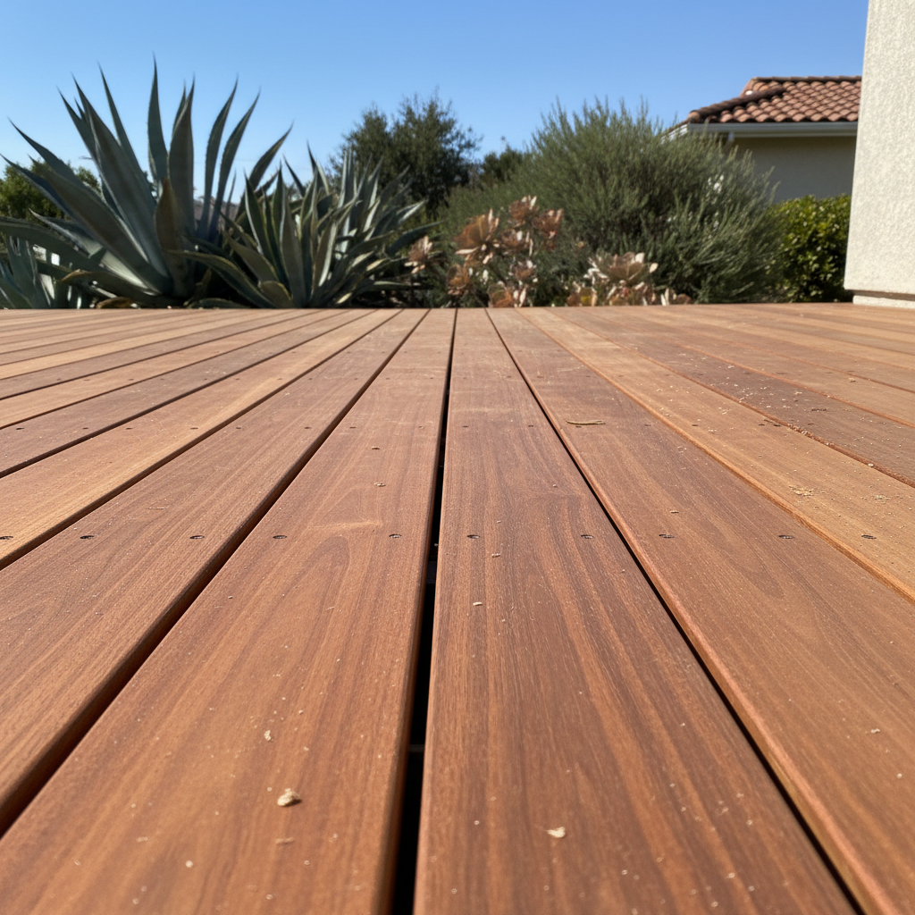 Completed wooden decks work at a residential property in Hawthorne, CA