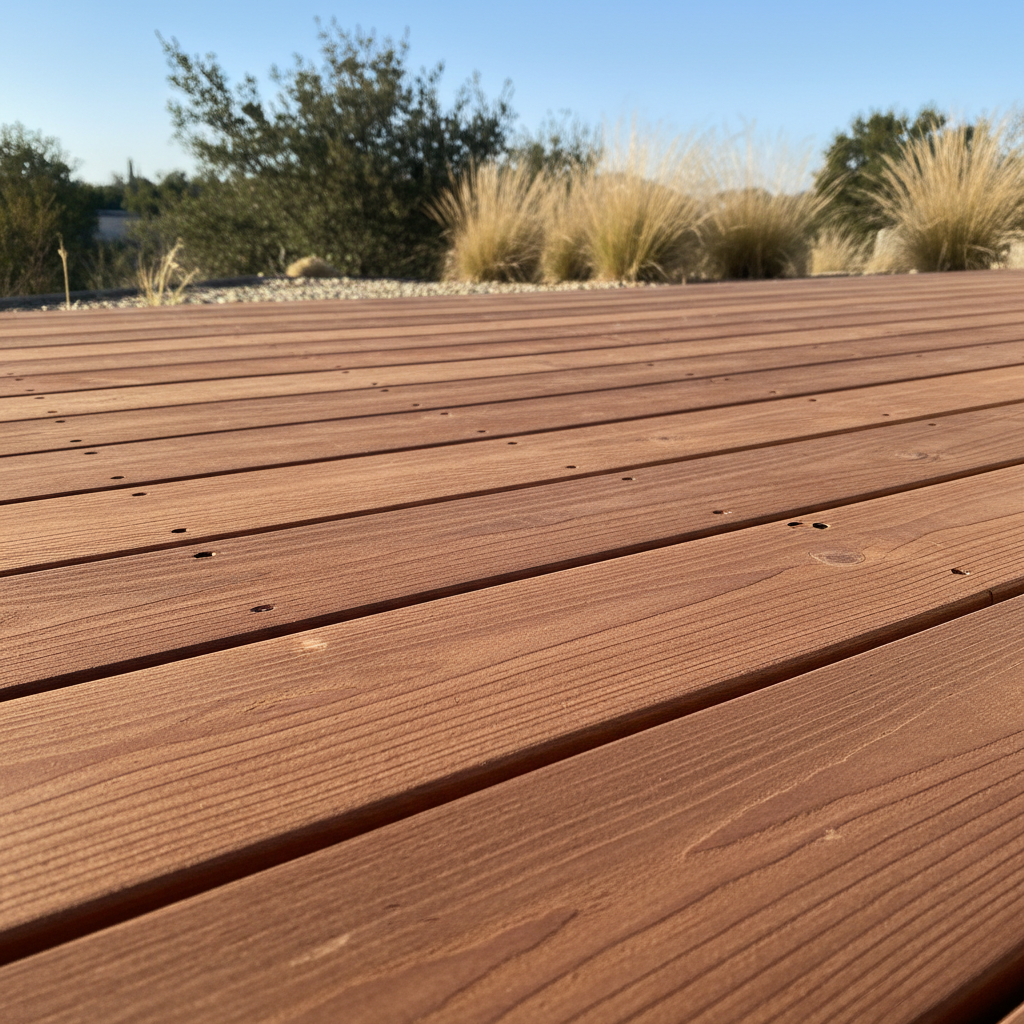 Completed deck construction work at a residential property in Pomona, CA