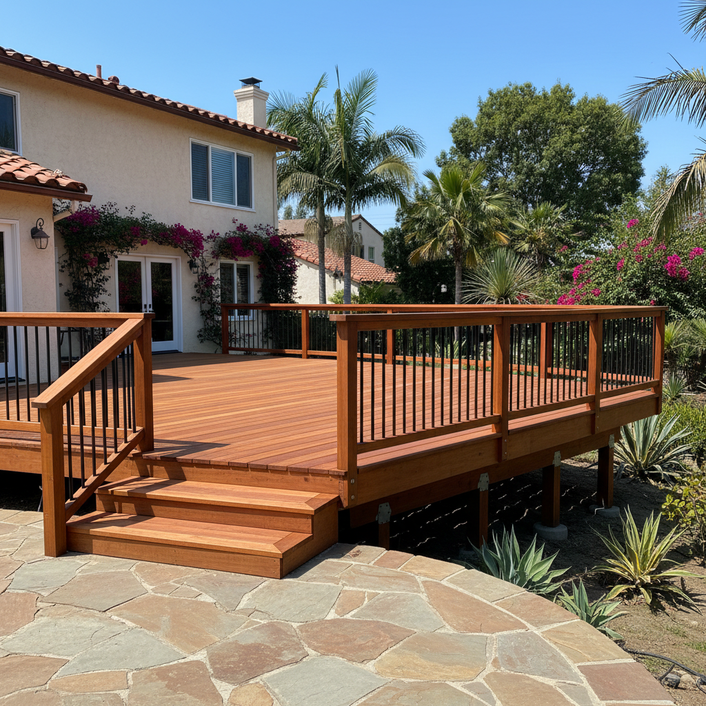 Completed deck repair work at a residential property in Long Beach, CA