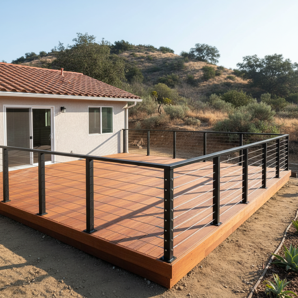 Completed deck railing installation work at a residential property in Los Angeles, CA