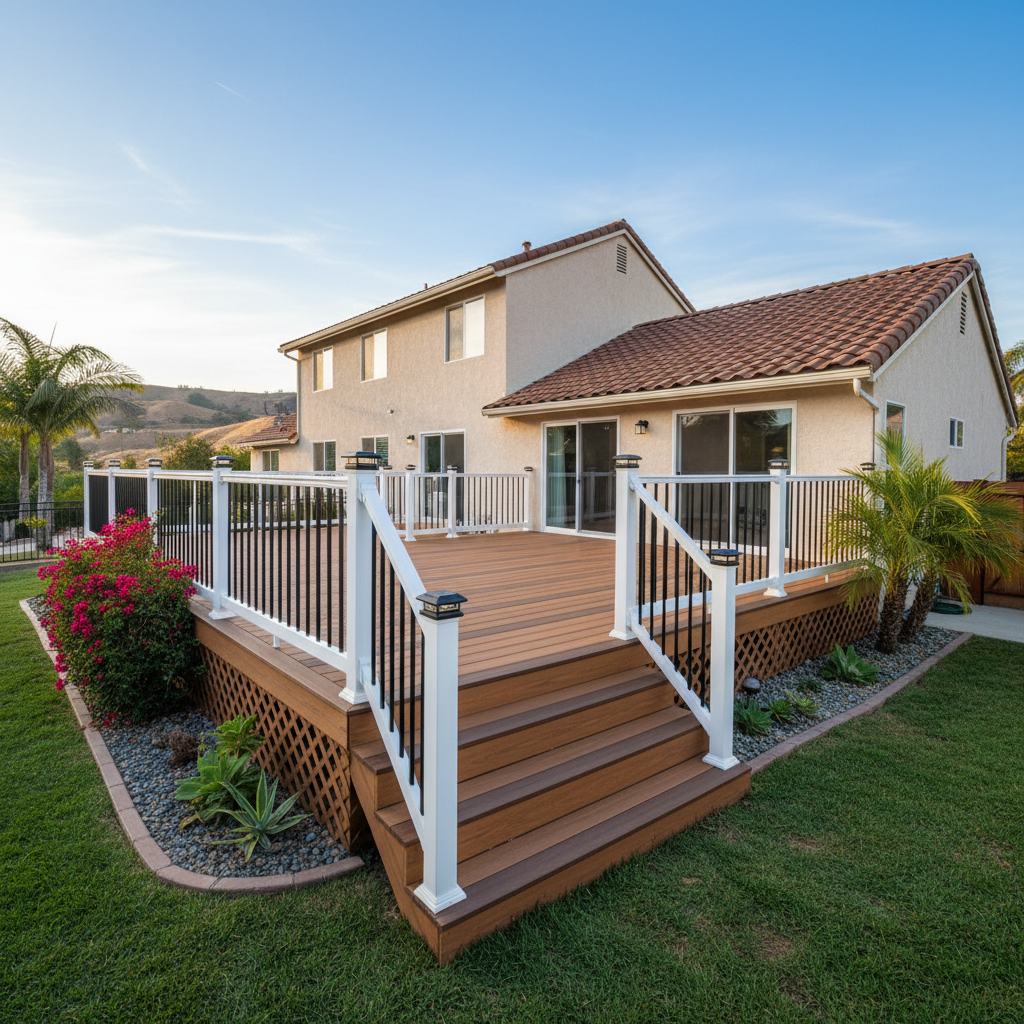 Completed trex decks work at a residential property in Pomona, CA