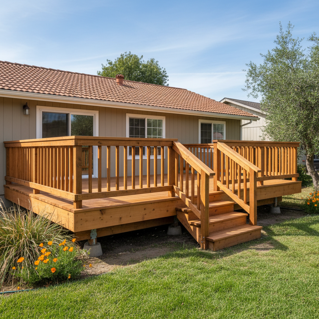 Completed deck repair work at a residential property in Modesto, CA