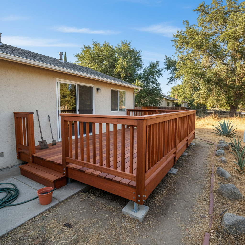Completed deck repair work at a residential property in Pomona, CA