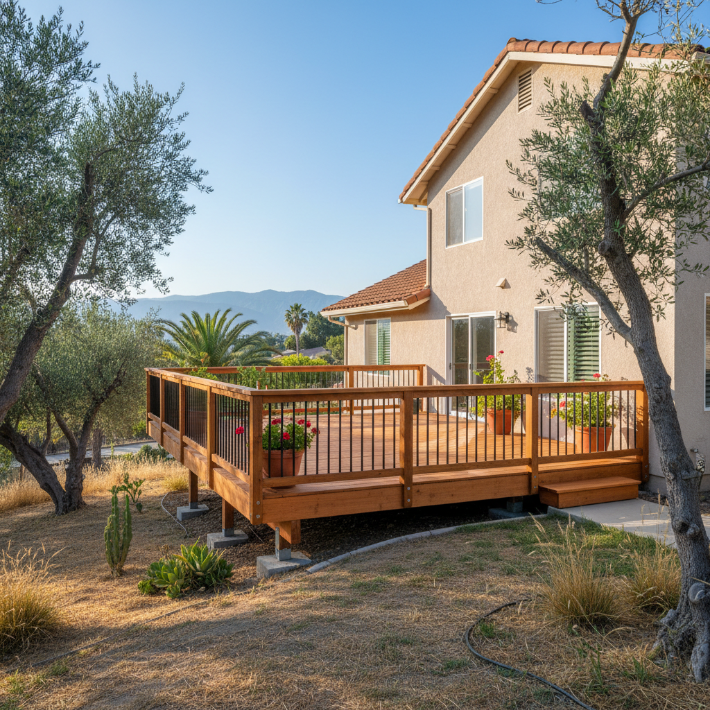 Completed deck repair work at a residential property in Pomona, CA