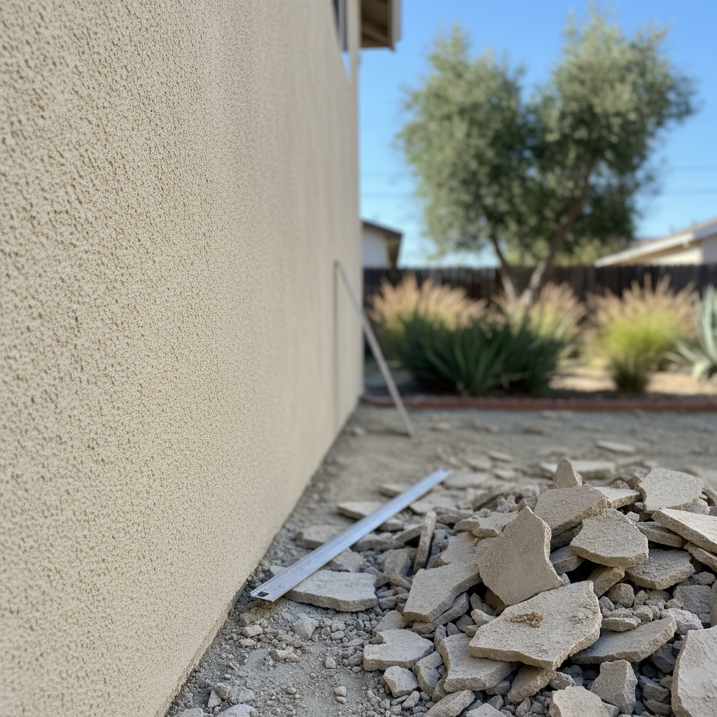 Completed stucco removal work at a residential property in Santa Clara, CA